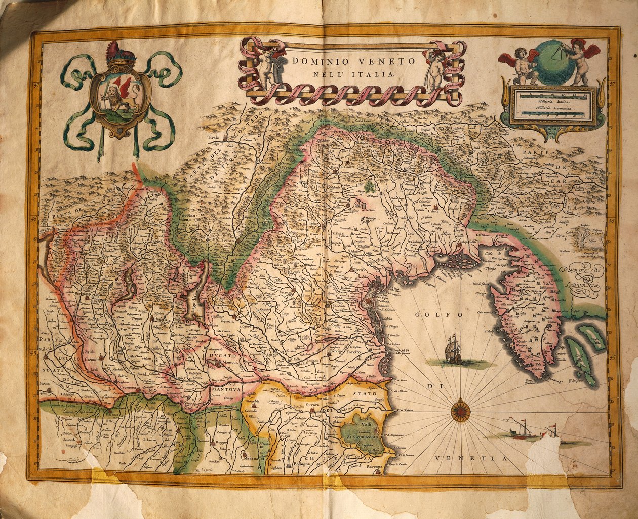 Mapa území pod nadvládou Veneto, Itálie, z Itálie od Willem Blaeu od Willem and Joan  Blaeu