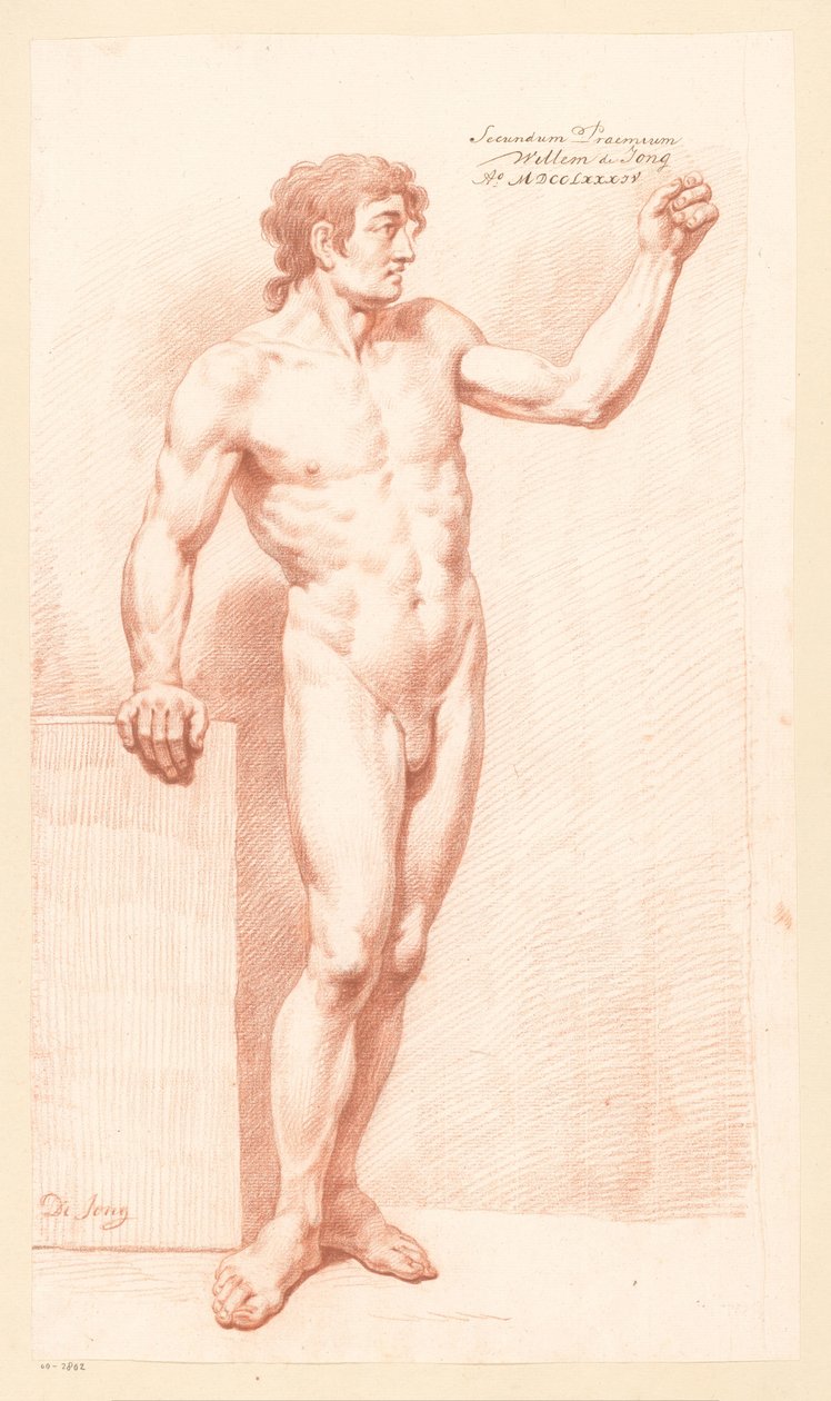 Stojící mužský akt, při pohledu zepředu (2. cena 1784) od Willem de Jong