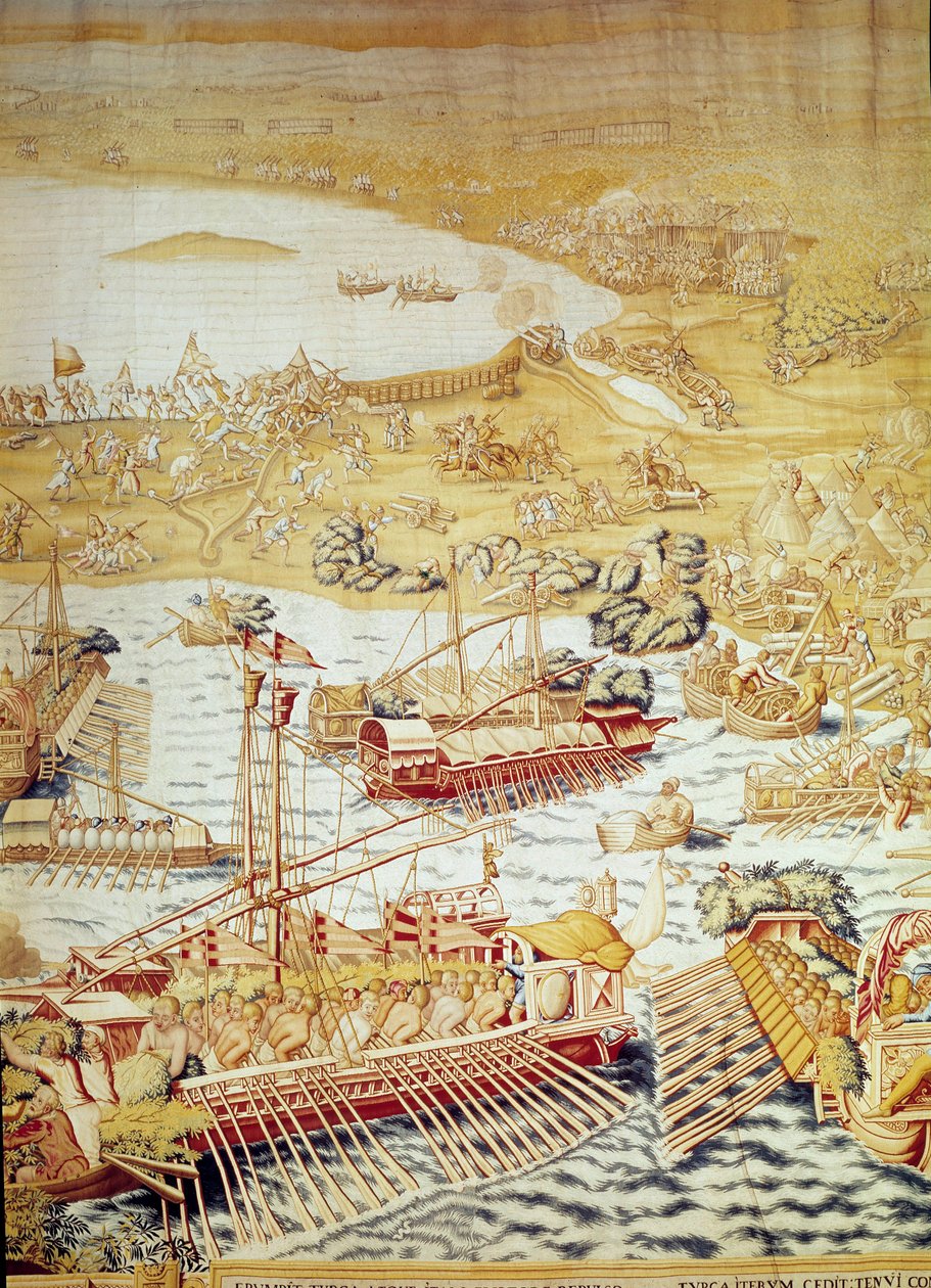 Dobytí Tunisu císařem Karlem V.: sídlo Golette v roce 1535. Detail tapisérie od Willema de Pannemaker (činný kolem 1535-1554) 1554 Alcazar de Seville od Willem de Pannemaker