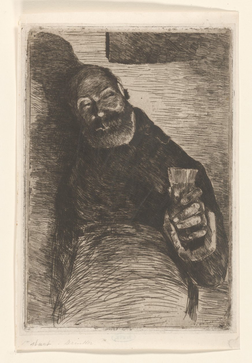 Piják (původní název na objektu) Muž se zvednutým sklem (původní název) od Willem de Zwart (signed by artist)