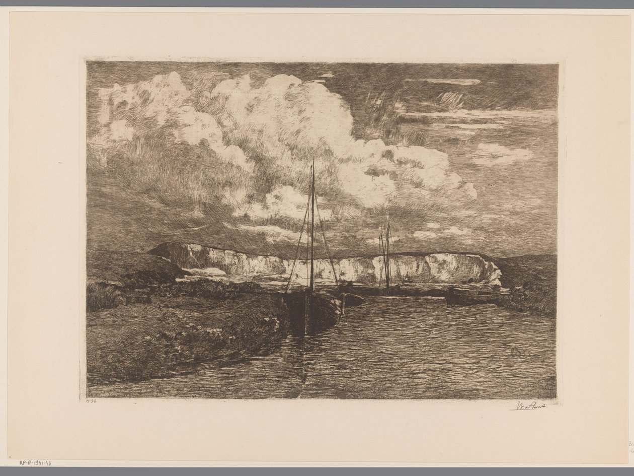 Dunová krajina s pískem a čluny Výkop písku (původní název) od Willem de Zwart (signed by artist)
