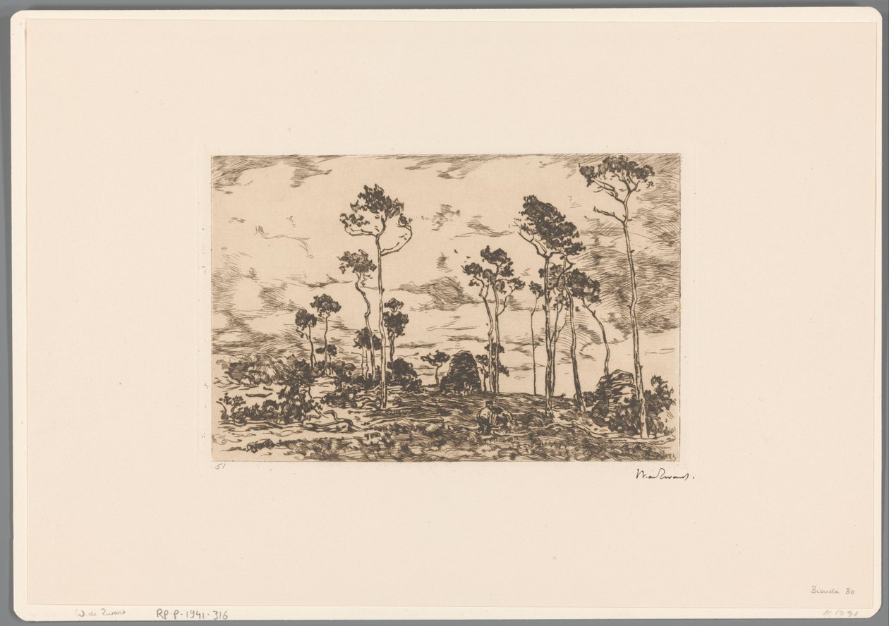 Krajina s holými stromy a dřevorubci Načítání pařezů (původní název) od Willem de Zwart (signed by artist)