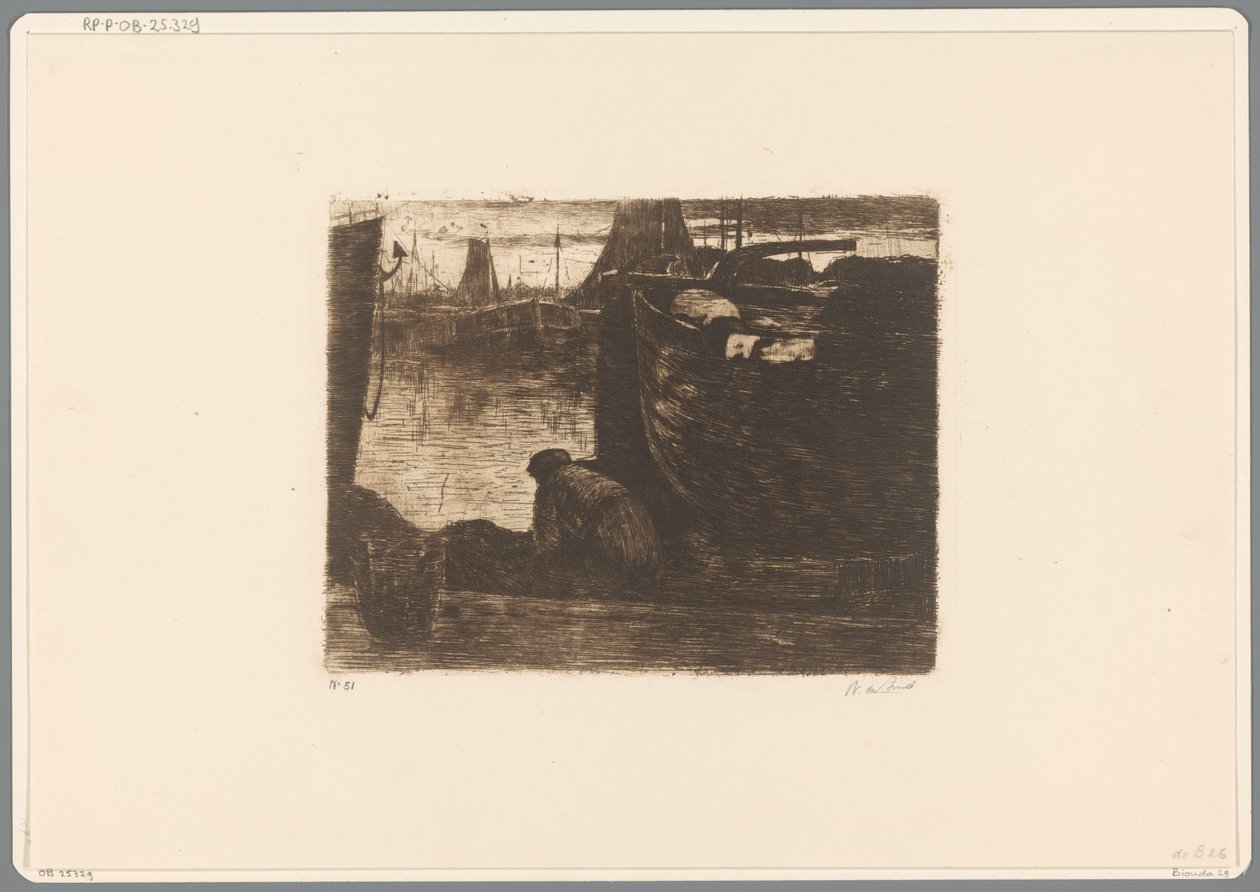 Muž na nábřeží v přístavu Na nábřeží (původní název) od Willem de Zwart (signed by artist)