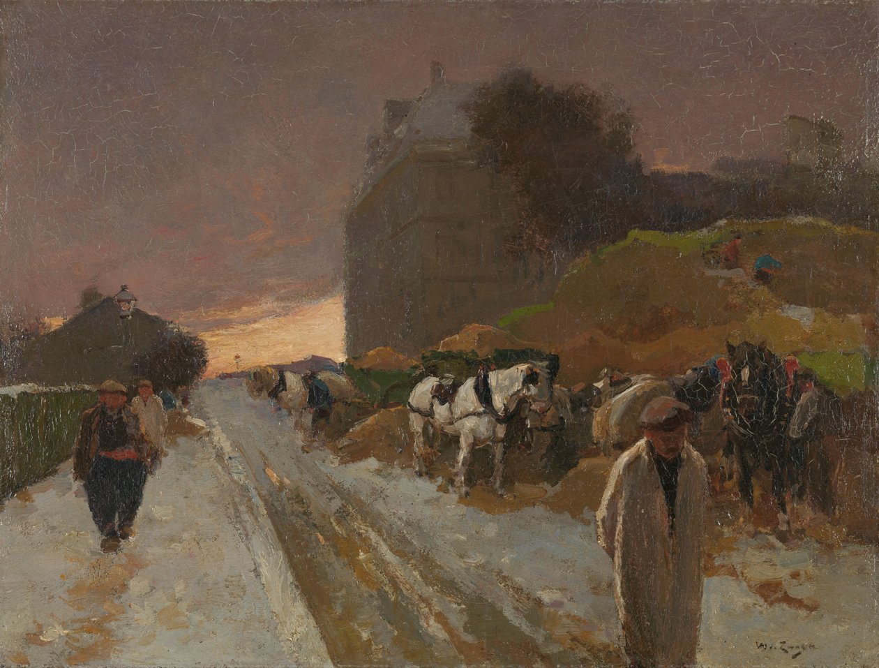 Ulice na Montmartru, Paříž, v zimě od Willem de Zwart