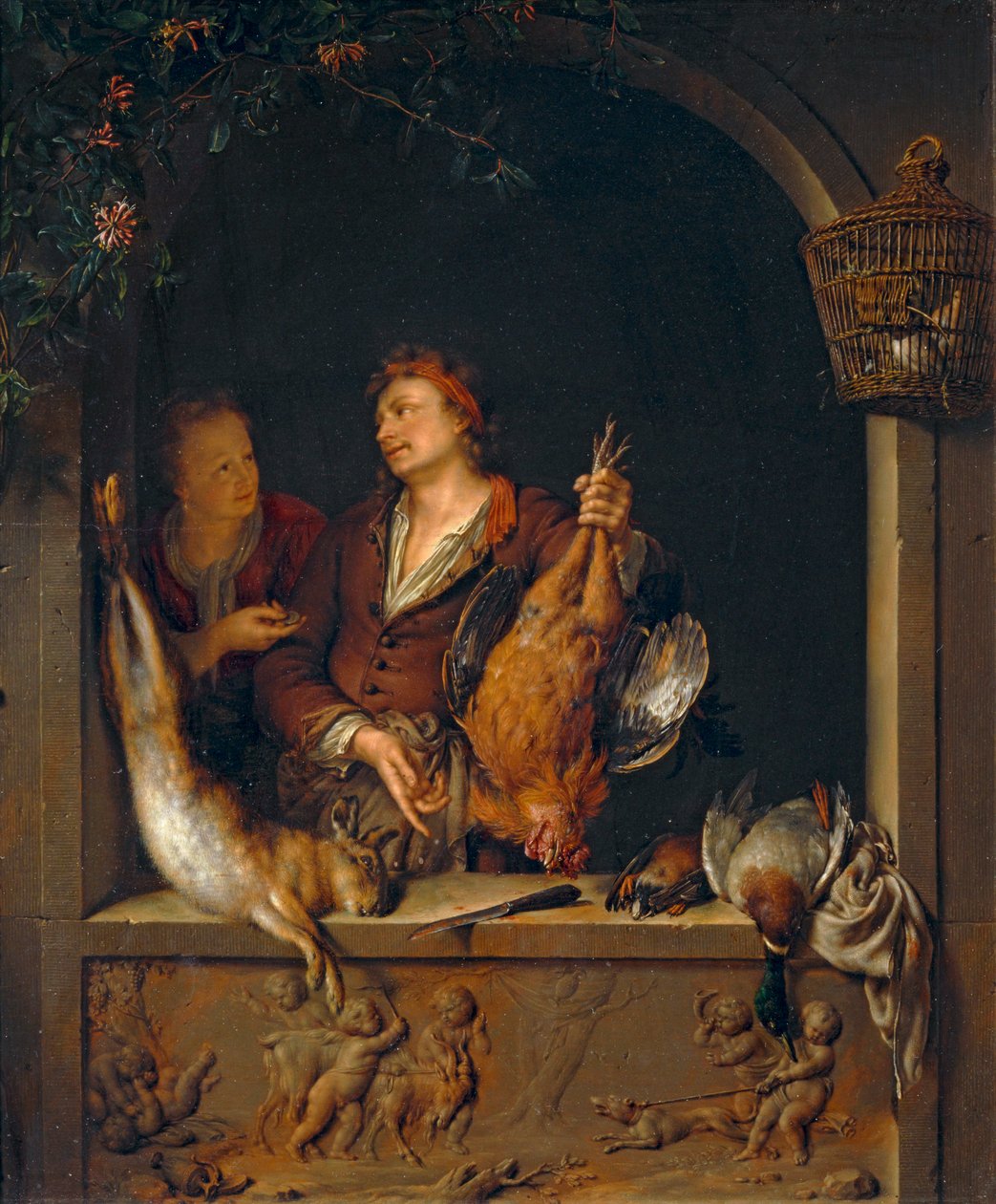 Le Marchand de gibier, známý také jako Le Rôtisseur ... od Willem van (after) Mieris