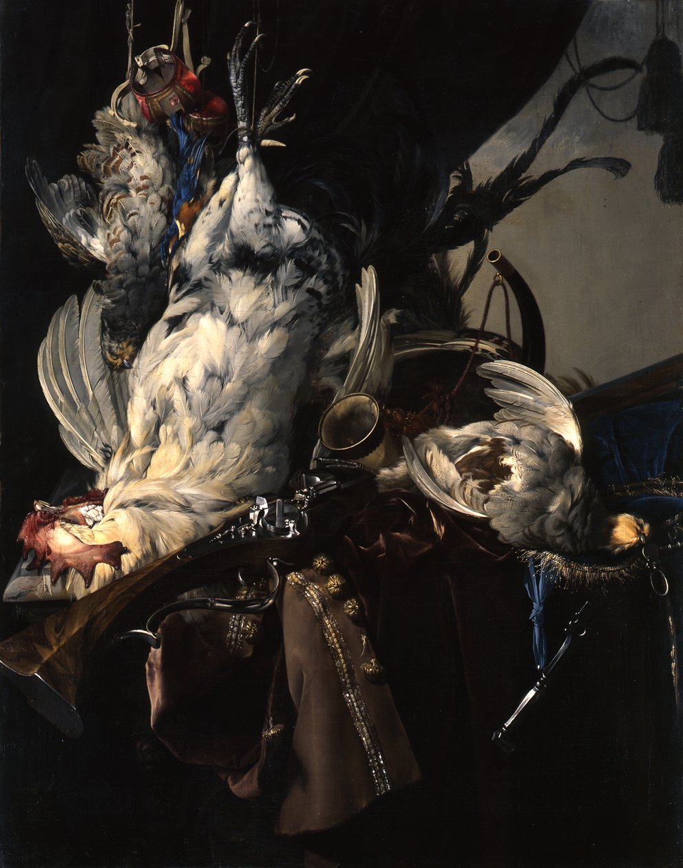 Německy: Stilleben mit gelegten Vögeln und Jagdgeräten Zátiší se zvěří a loveckými potřebami od Willem van Aelst