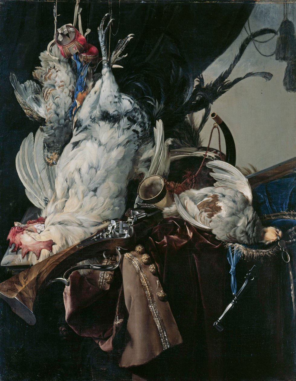 Německy: Stilleben mit gelegten Vögeln und Jagdgeräten Zátiší se zvěří a loveckými potřebami od Willem van Aelst