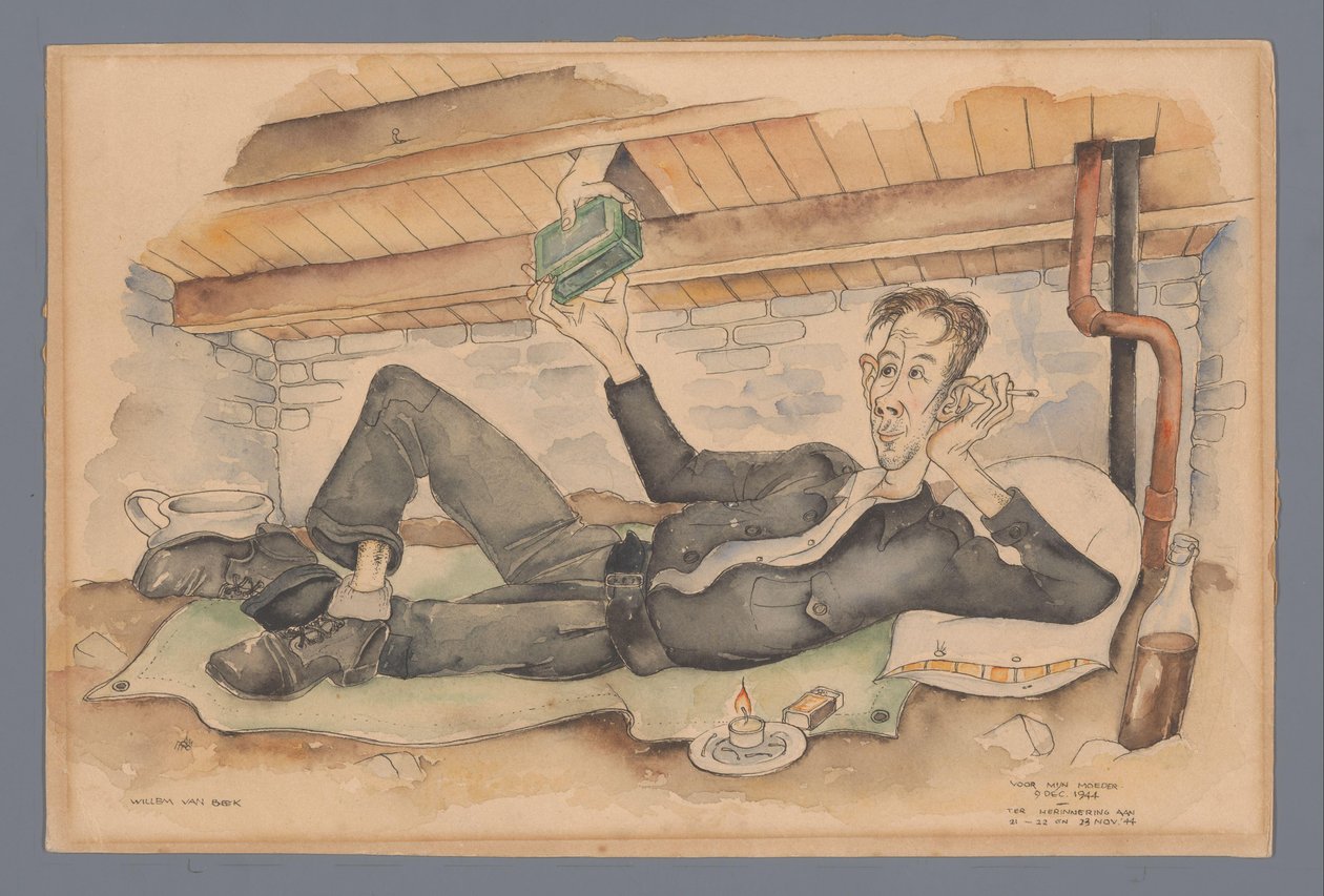 Autoportrét v úkrytu od Willem van Beek (signed by artist)