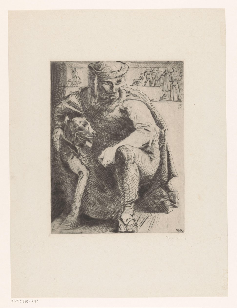 lovec se psem od Willem van Konijnenburg (signed by artist)