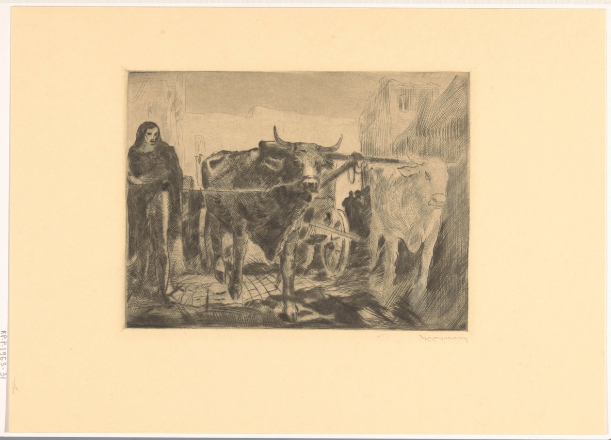 Dva voli za vůz Vůl vozík (původní název) od Willem van Konijnenburg (signed by artist)