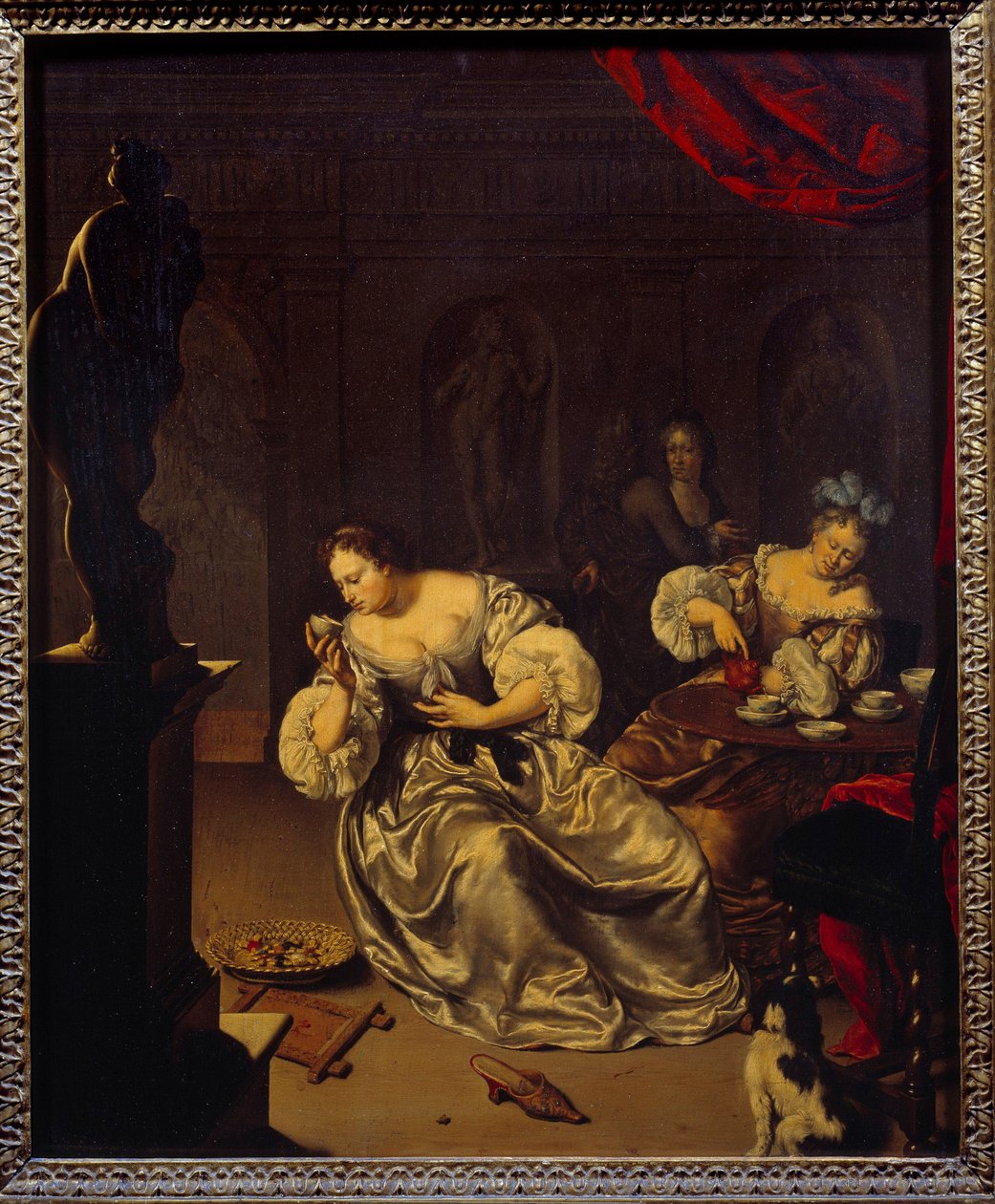 Ženy nizozemské šlechty berou čaj. Obraz Willema van Mierise (1662-1747) (ek.holl.) 18. století Sun. 0,42x0,34 m od Willem Van Mieris
