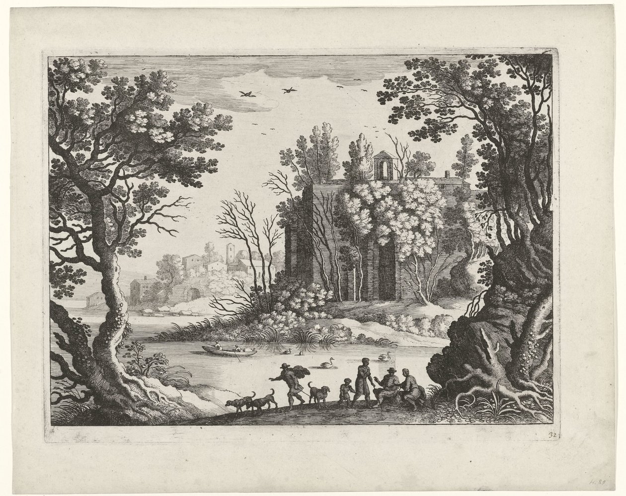 Budova na řece Italské krajiny (název série) od Willem van Nieulandt (II)