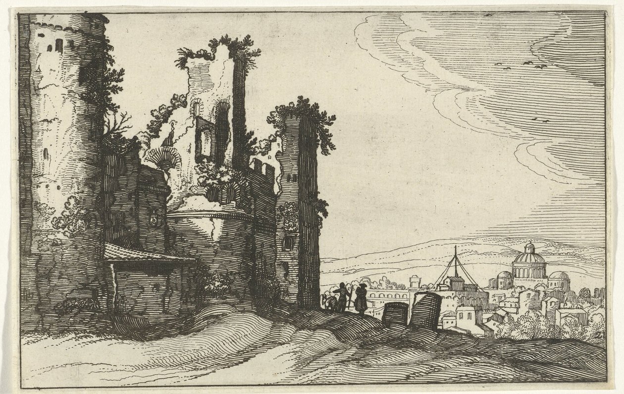 Pohled na Řím z Monte Pincio Římské ruiny a pobřežní krajiny (série 1) (název série) od Willem van Nieulandt (II)