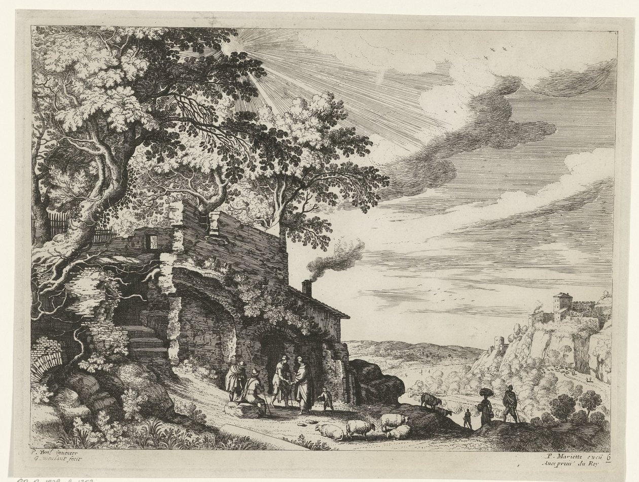 Pastýři na zřícenině Italské krajiny (název série) od Willem van Nieulandt (II)