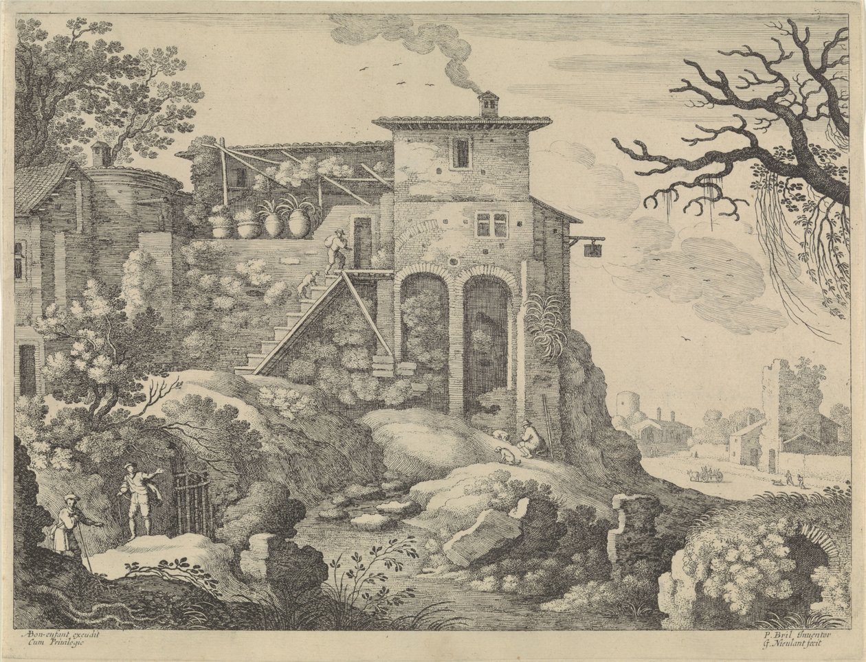 Italská krajina s hostincem od Willem van Nieulandt (II)