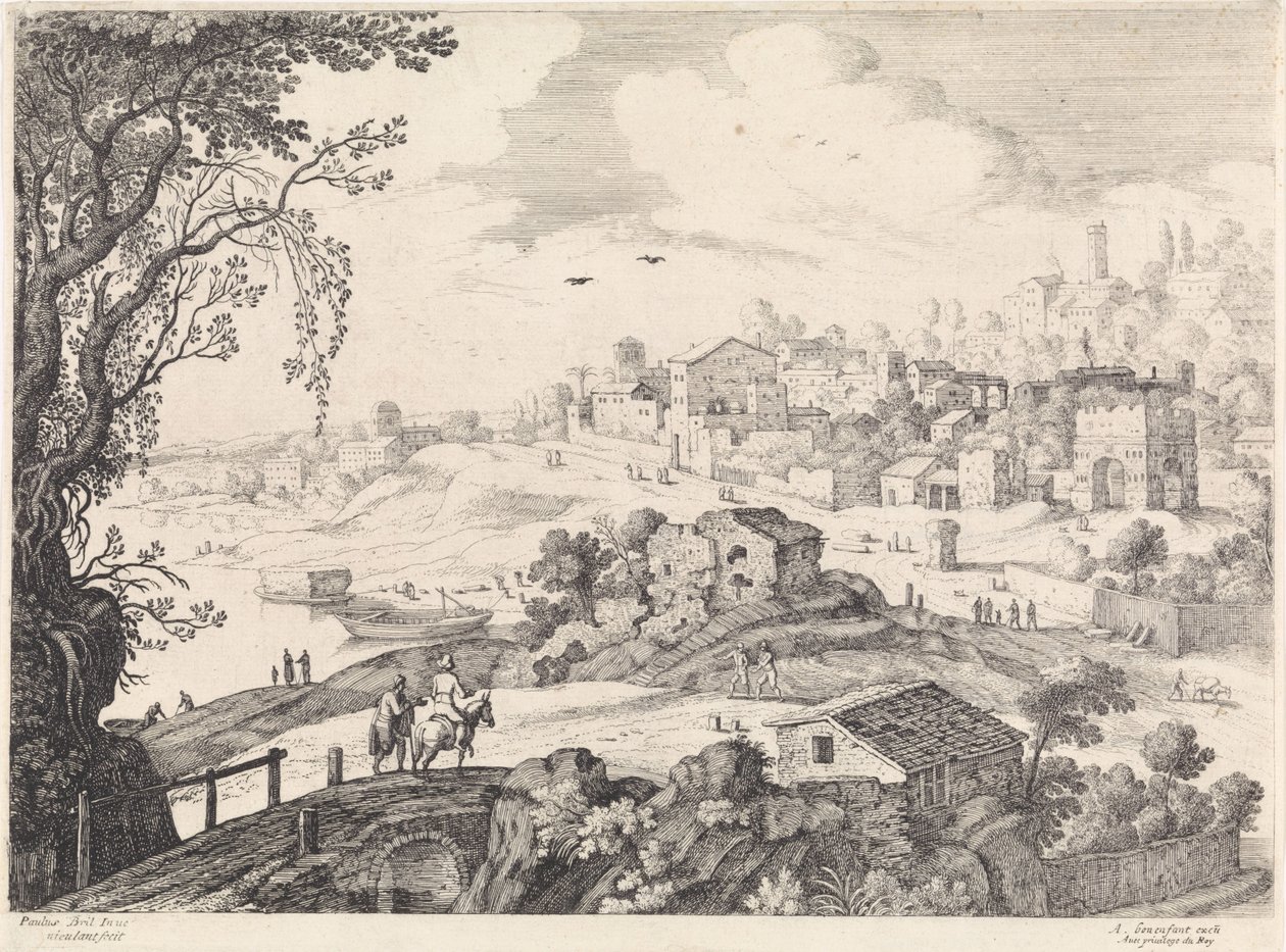 Italská krajina s městem Italské krajiny (název série) od Willem van Nieulandt (II)