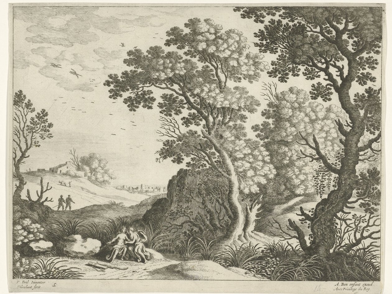 Krajina s Dianou a nymfou Italské krajiny (název série) od Willem van Nieulandt (II)