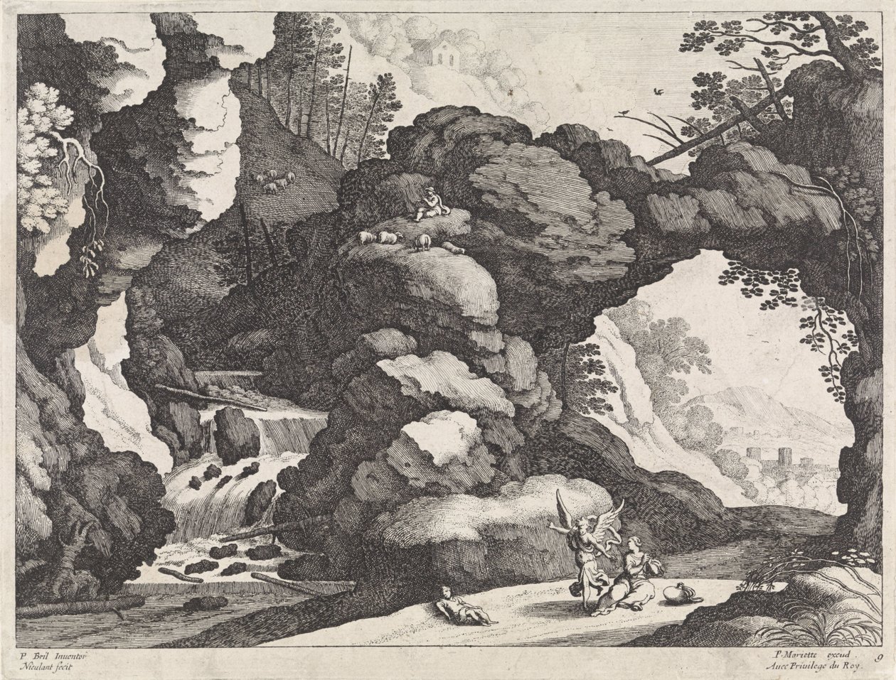 Krajina s Hagar a Ismaelem Italské krajiny (název série) od Willem van Nieulandt (II)