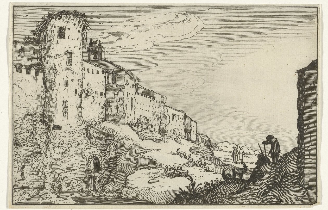 Krajina s římskými ruinami Římské ruiny a pobřežní krajiny (série 1) (název série) od Willem van Nieulandt (II)