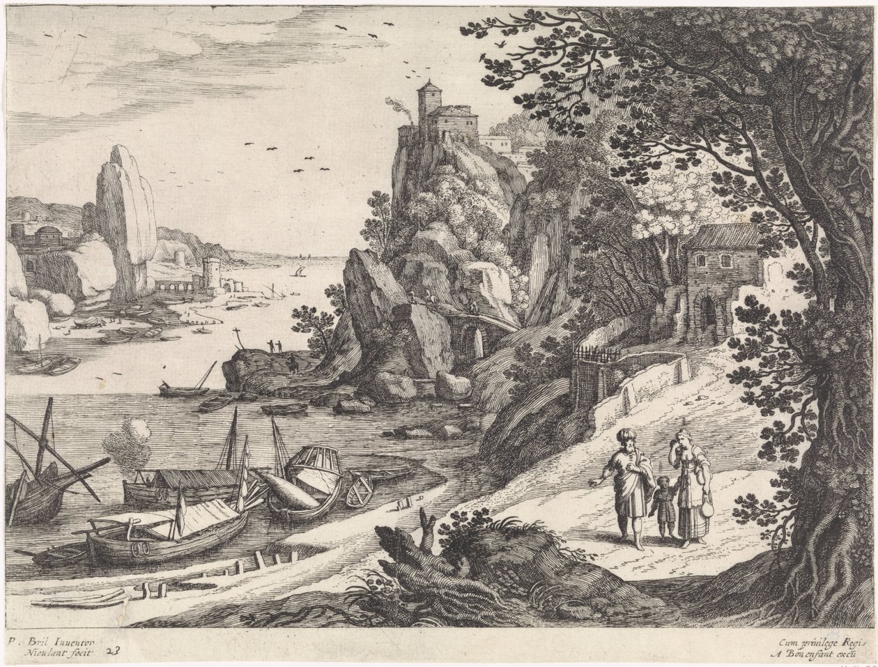 Krajina s vyhnáním Hagar a Ismaela Italské krajiny (název série) od Willem van Nieulandt (II)