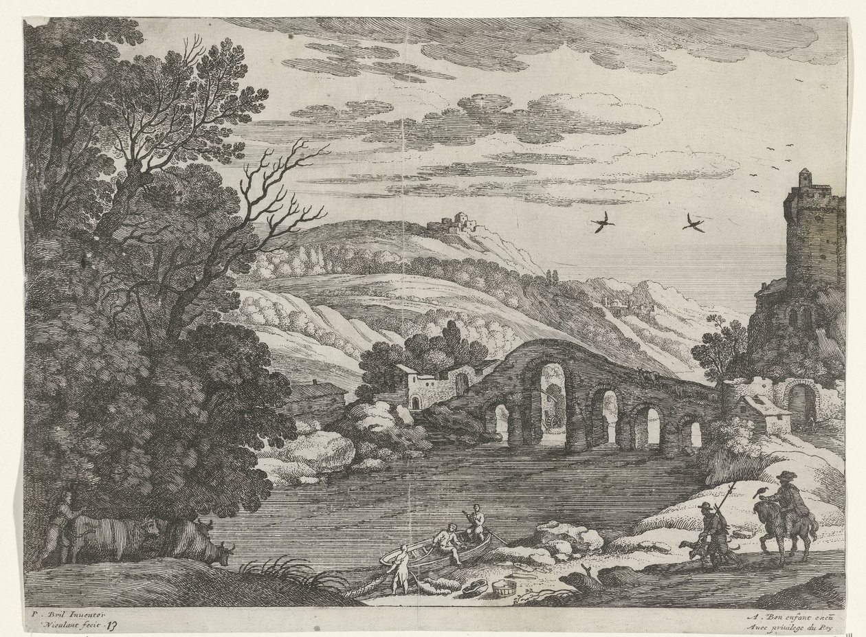 Krajina s řekou Italské krajiny (název série) od Willem van Nieulandt (II)