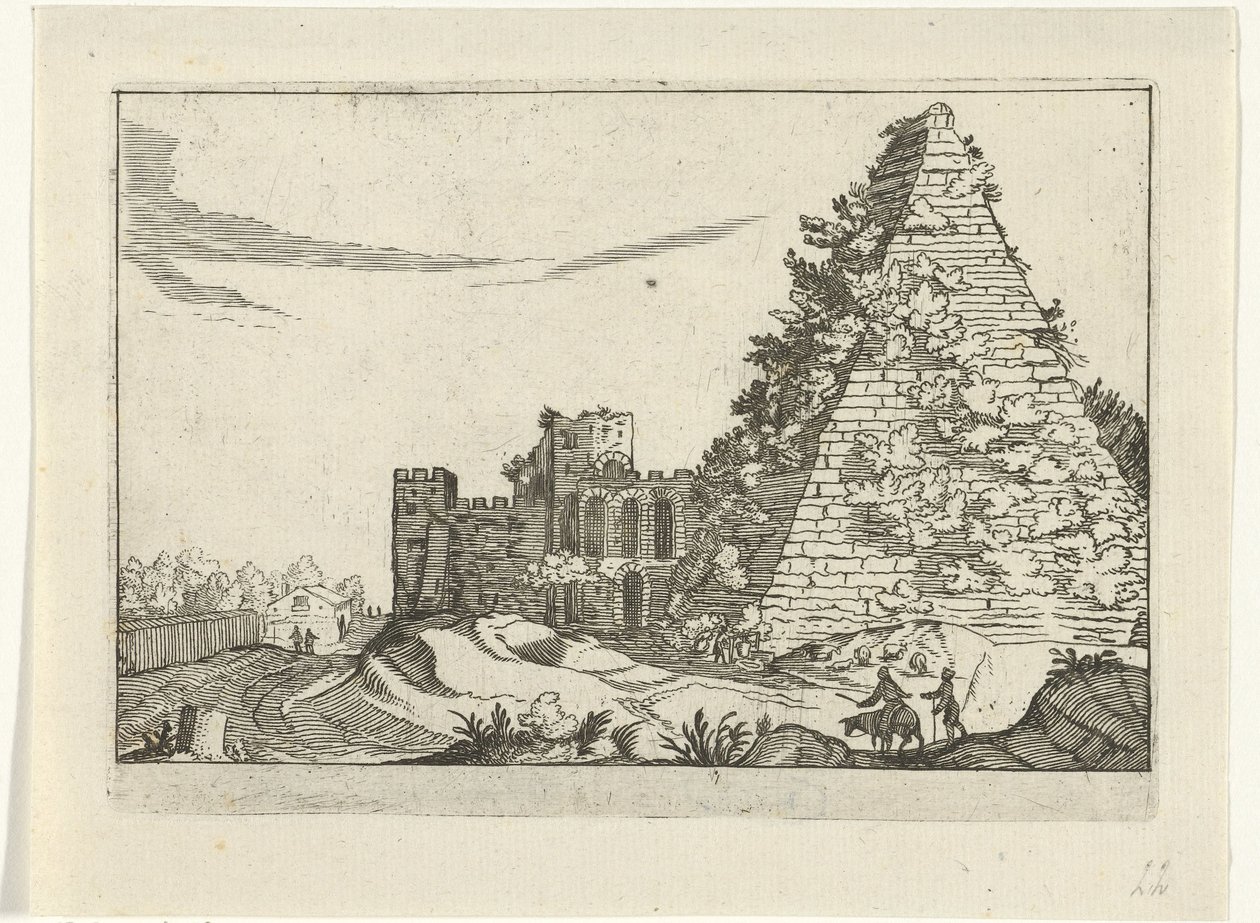 Piramide van Gaius Cestius Římské ruiny (série 2) (název série) od Willem van Nieulandt (II)