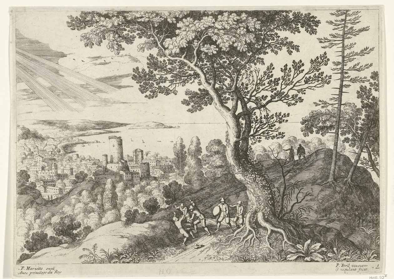 Cestovatel je napaden lupiči Italské krajiny (název série) od Willem van Nieulandt (II)