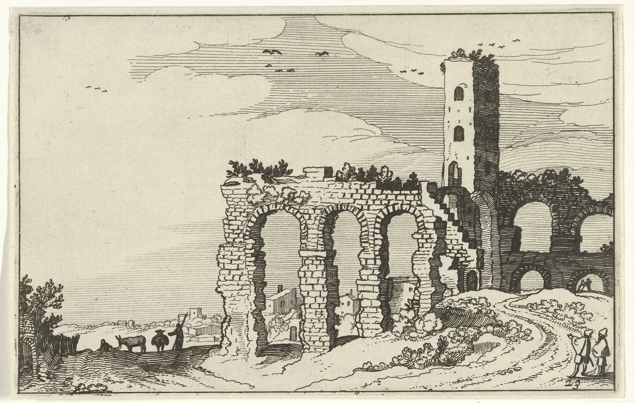 Zřícenina akvaduktu Římské ruiny a pobřežní krajiny (série 1) (název série) od Willem van Nieulandt (II)