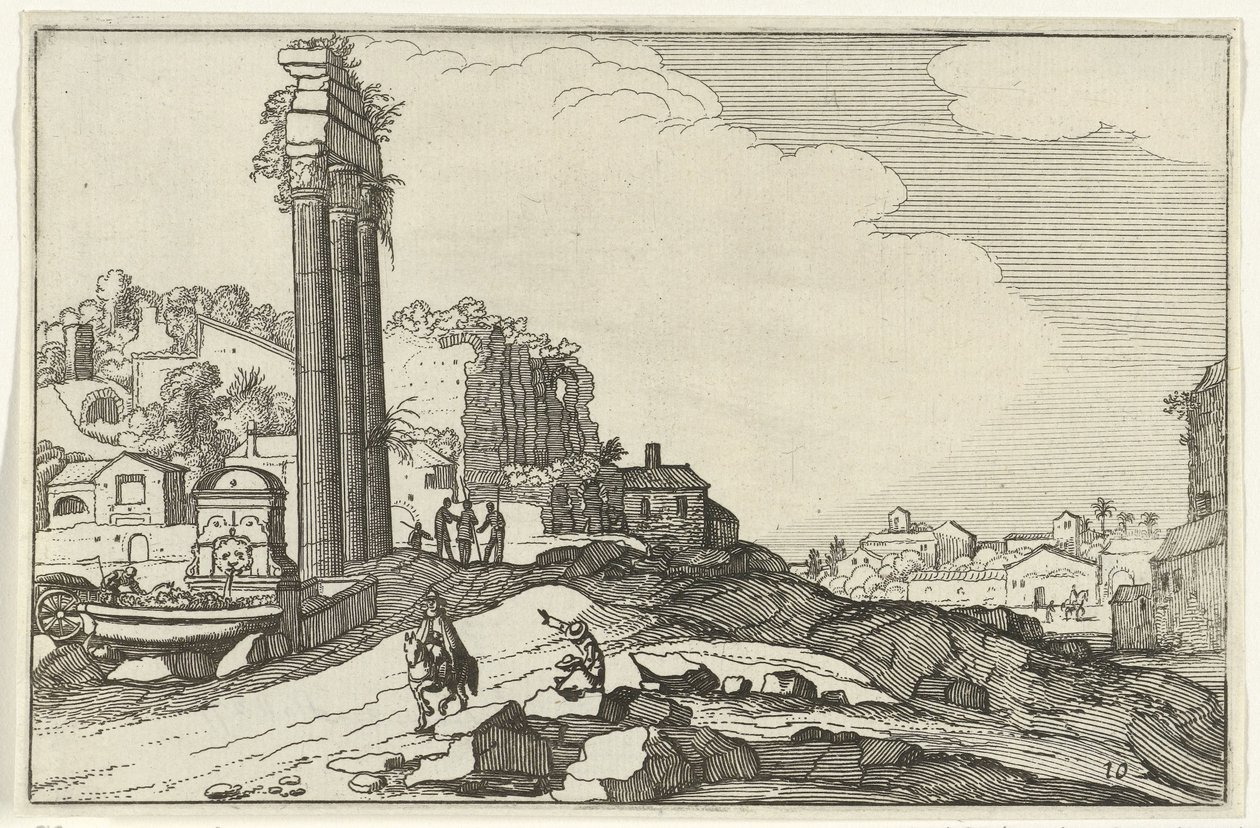 Chrám Castor a Pollux Římské ruiny a pobřežní krajiny (série 1) (název série) od Willem van Nieulandt (II)