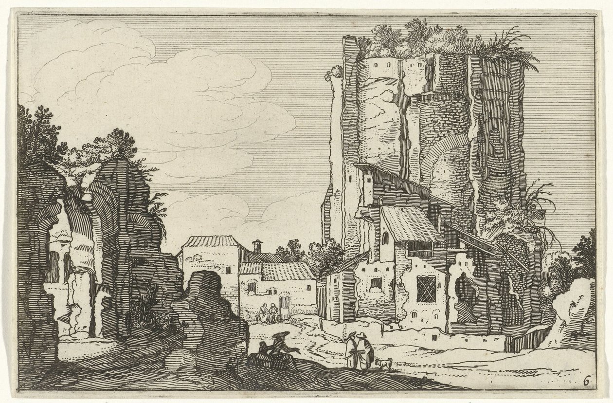Dvě ruiny Římské ruiny a pobřežní krajiny (série 1) (název série) od Willem van Nieulandt (II)