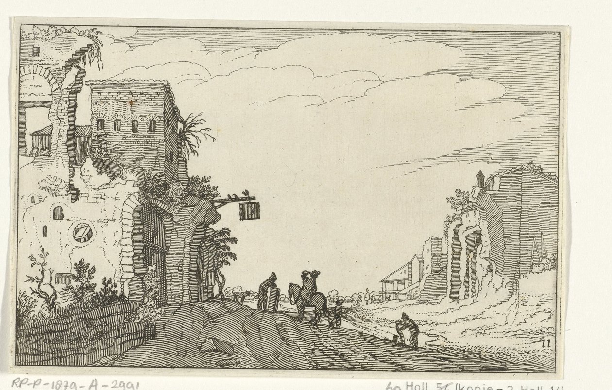 Cesta mezi ruinami Římské ruiny a pobřežní krajiny (série 1) (název série) od Willem van Nieulandt (II)