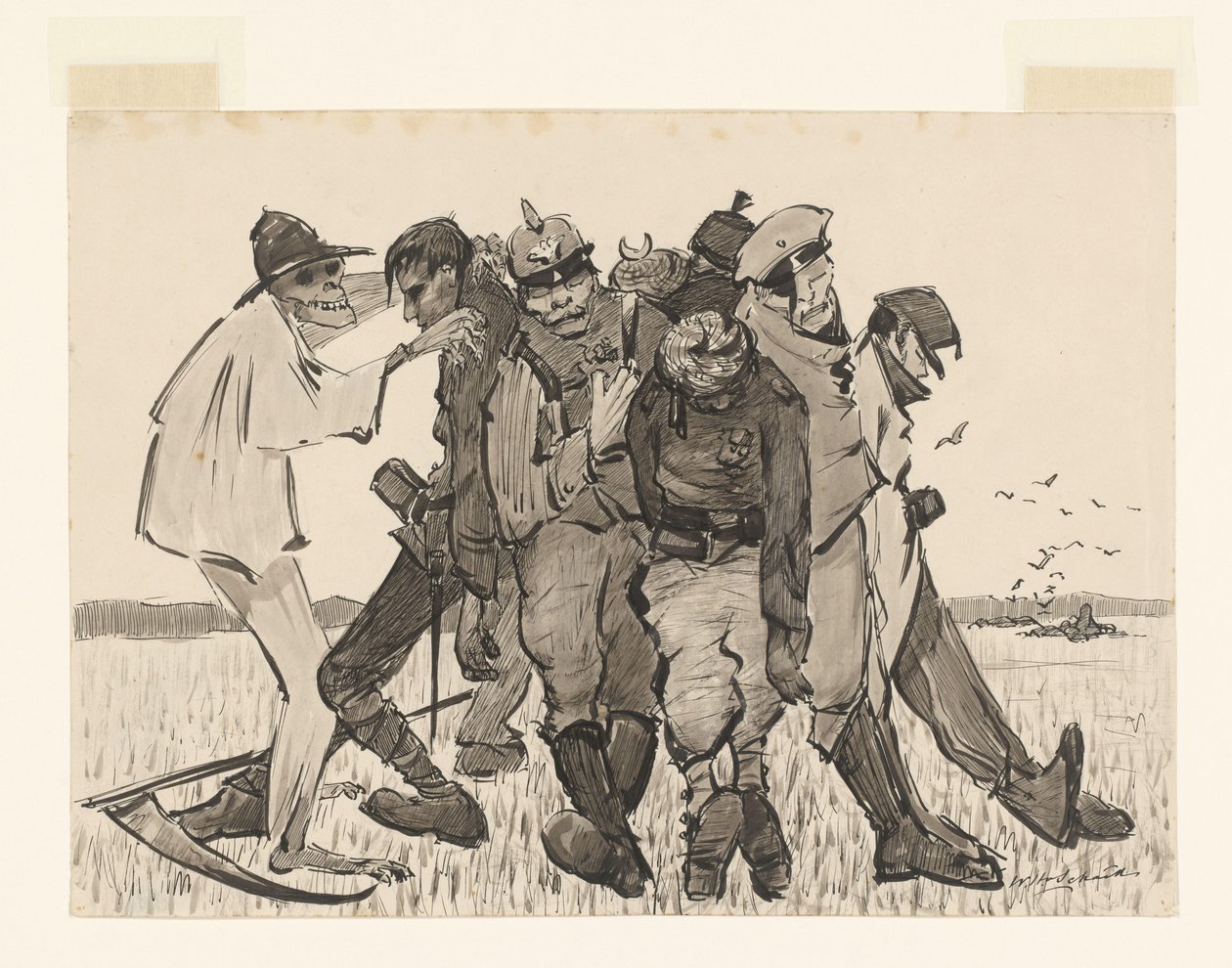 Sklizeň 1918. Moderní kukuřičný snop (původní název na předmětu) od Willem van Schaik (signed by artist)