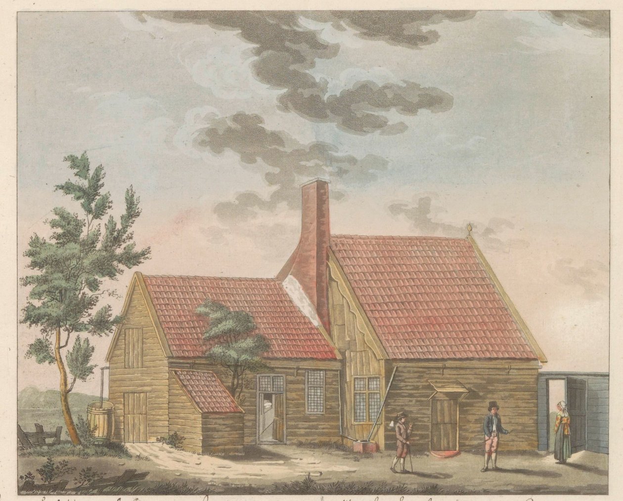 Dům cara Petra v Zaandamu, 1697 La maisonnette habitée par le Czar peirre le grand à Zaandam (...) - Chata obývaná Czaarem Peeterem de Grootem v Zaandamu v roce 1697 / představena ve chvíli, kdy se Czaar doprovázel svým K od Willem van Senus (possibly)