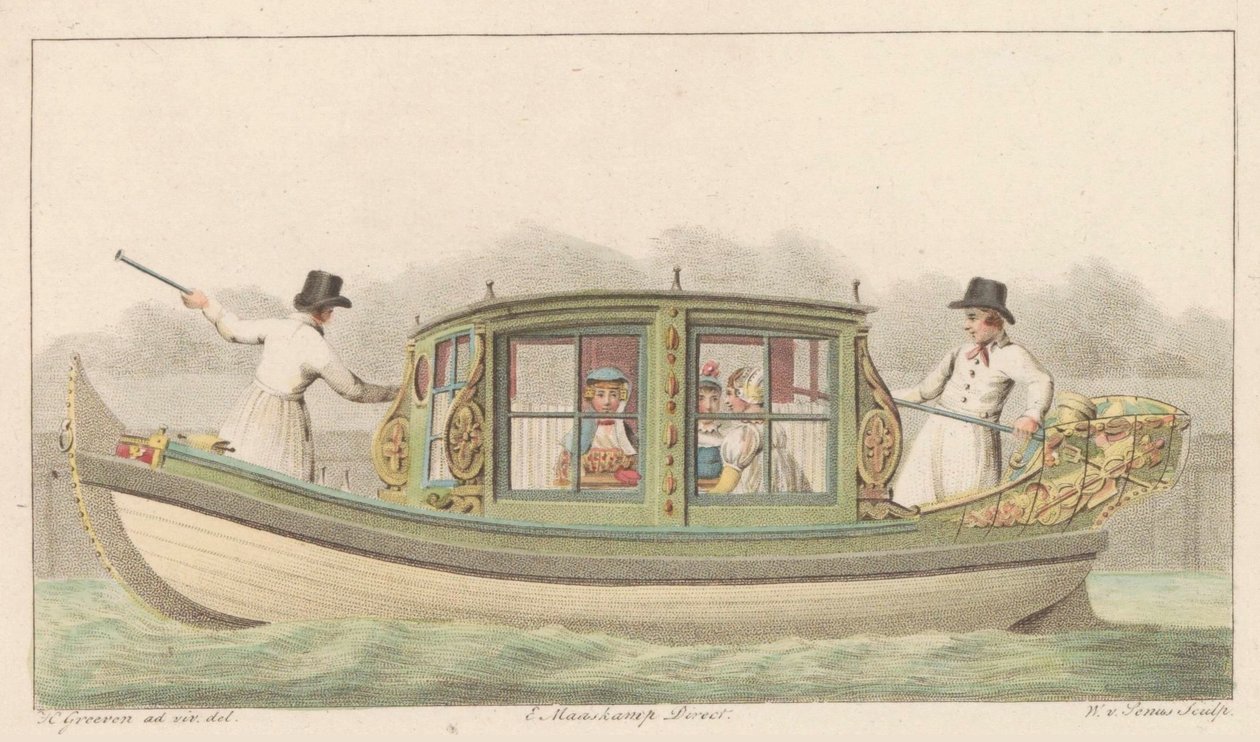 Lov stanu Zaan, 1816 A Noord-Hollandsch Tentjagtje na Zaan / Une barque de Compagnie nommée Tentjagje à Zaandam (název na objektu) od Willem van Senus
