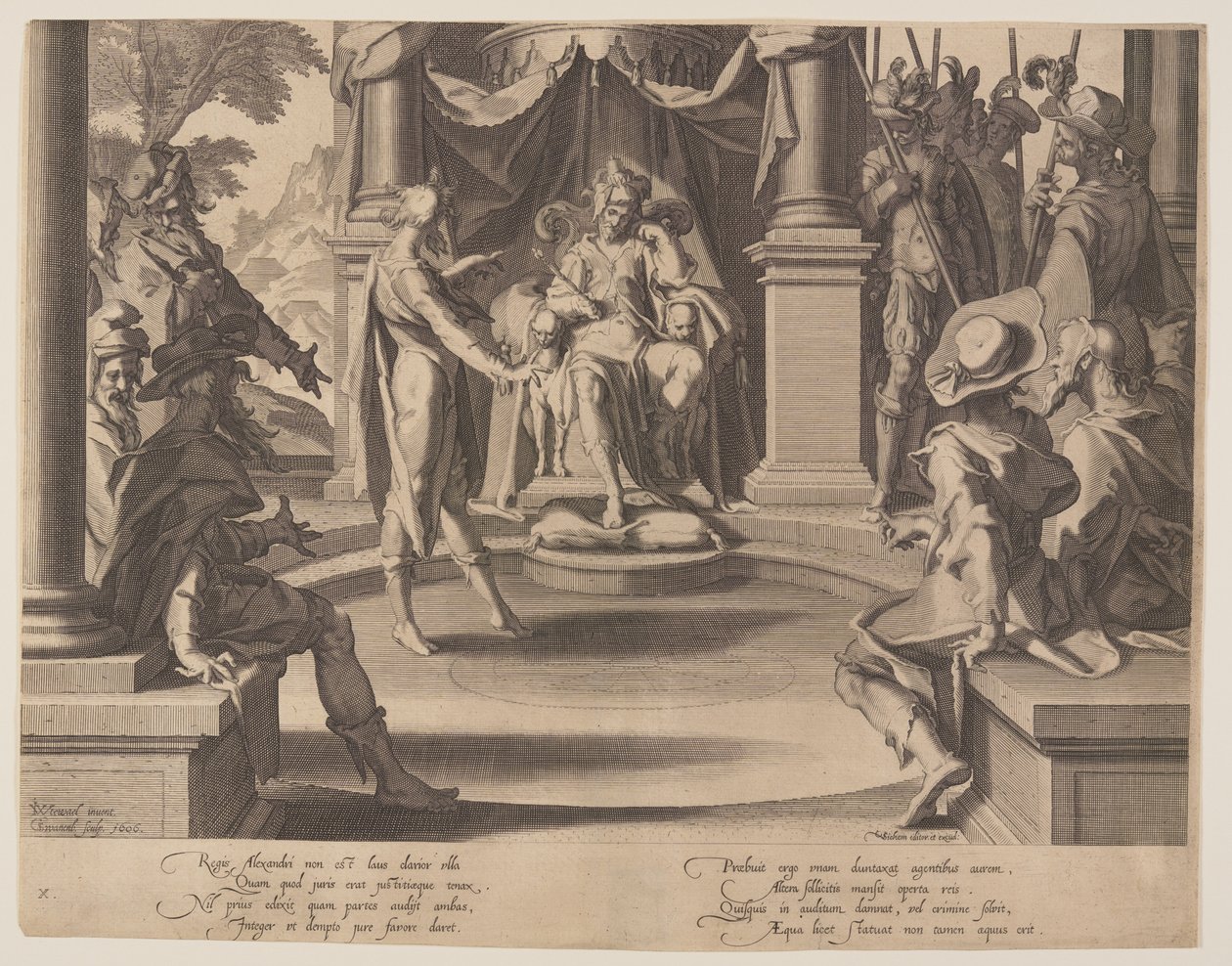 Alexandr Veliký jako soudce, deska 10 z knihy Trůny spravedlnosti (Thronus Iustitiae) od Willem van Swanenburgh