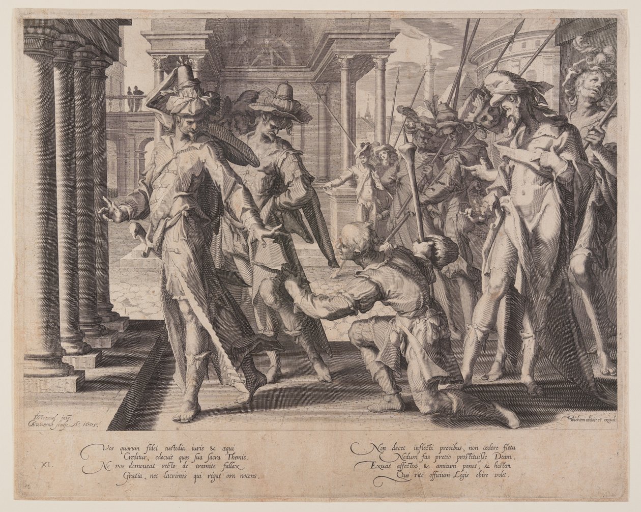 Alegorie spravedlnosti, deska 11 z knihy Trůny spravedlnosti (Thronus Iustitiae) od Willem van Swanenburgh