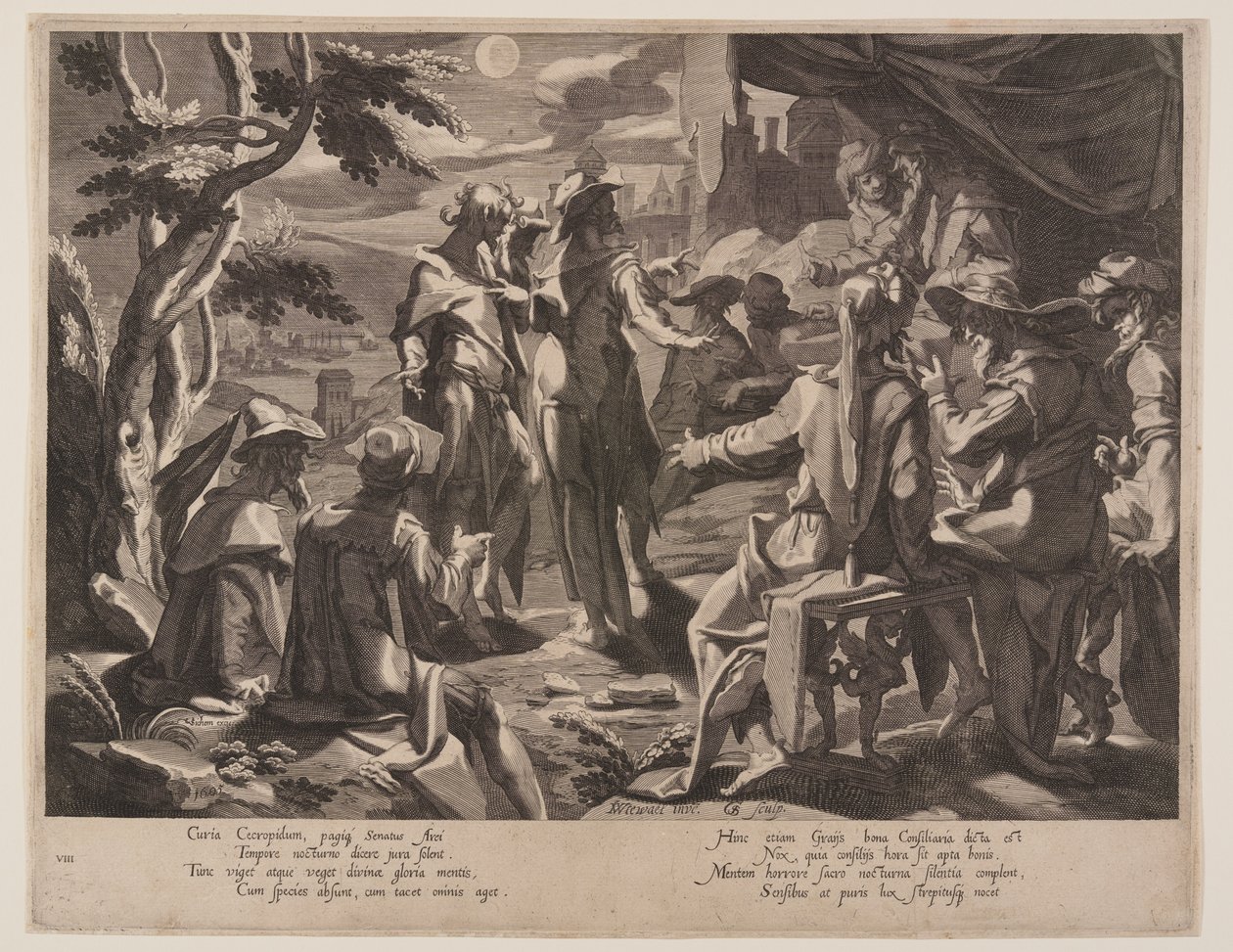 Areopagitští soudci z Athén, deska 8 z knihy Trůny spravedlnosti (Thronus Iustitiae) od Willem van Swanenburgh