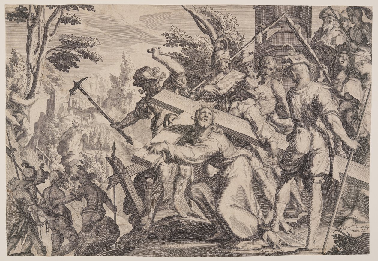 Kristus nesoucí kříž, deska 4 z knihy Trůny spravedlnosti (Thronus Iustitiae) od Willem van Swanenburgh