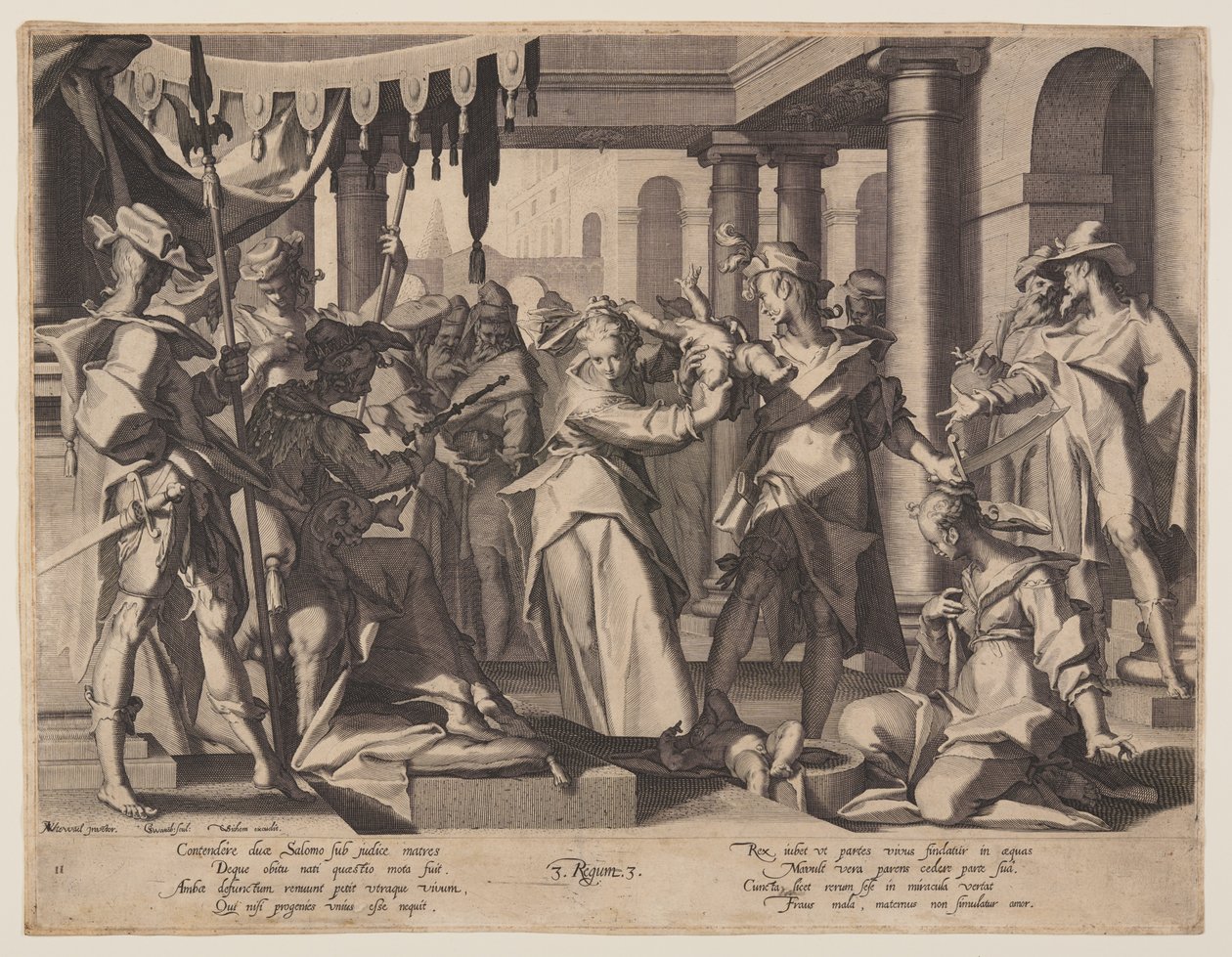 Šalamounův soud, deska 2 z knihy Trůny spravedlnosti (Thronus Iustitiae) od Willem van Swanenburgh