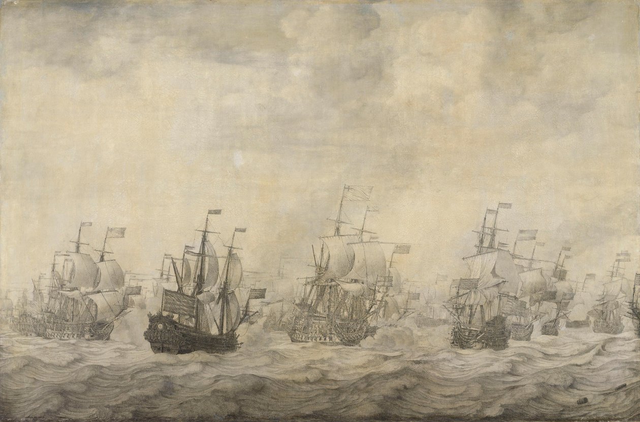 Epizoda ze čtyřdenní bitvy, 11.–14. června 1666, druhé anglo-nizozemské války, 1665–67 od Willem van de Velde (I)
