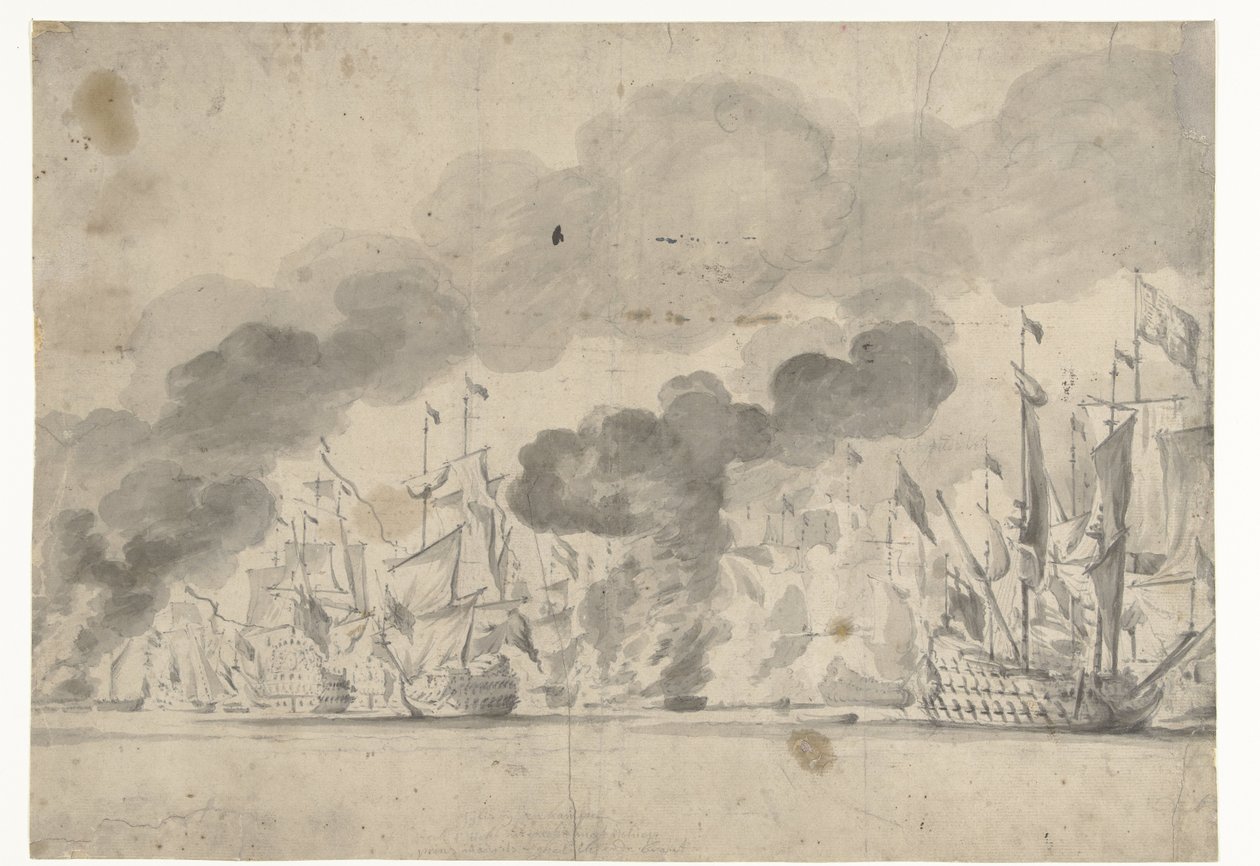 Bitva u Lowestoftu 13. června 1665 od Willem van de Velde (I)