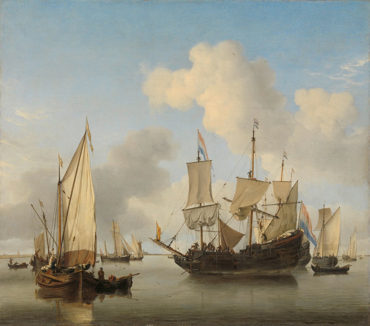 Lodě v Anchor na pobřeží od Willem van de Velde (II)