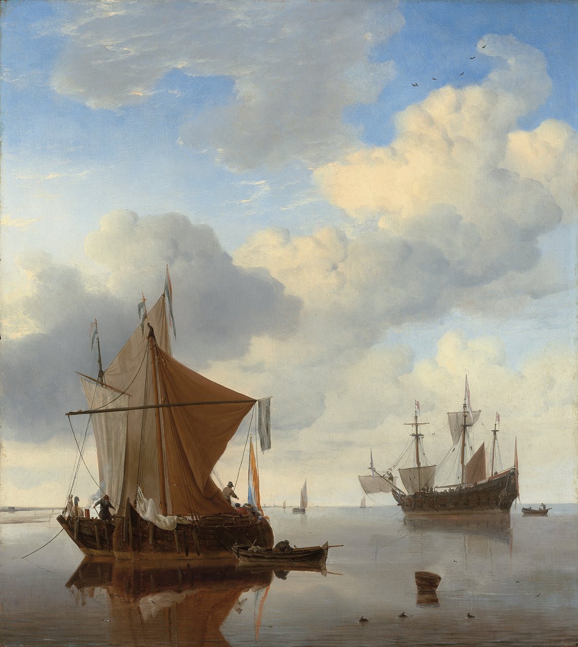 Klid - smalschip a kaag na kotvě s anglickým man-o"-warem od Willem van de Velde