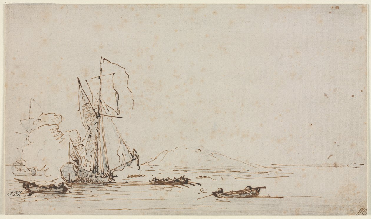 Jachta přijímající pozdrav, c. 1700. od Willem van de Velde