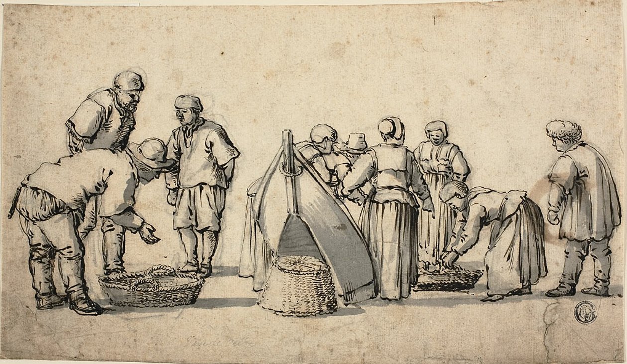 Holandský rybí trh od Willem van de Velde I