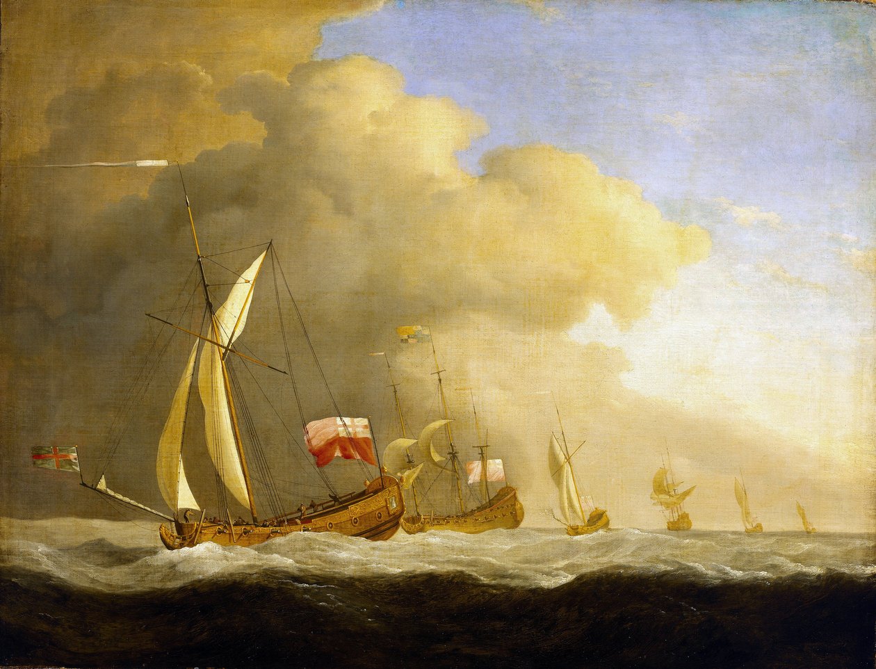 Skupina britských královských jachet na moři od Willem van de Velde the Younger