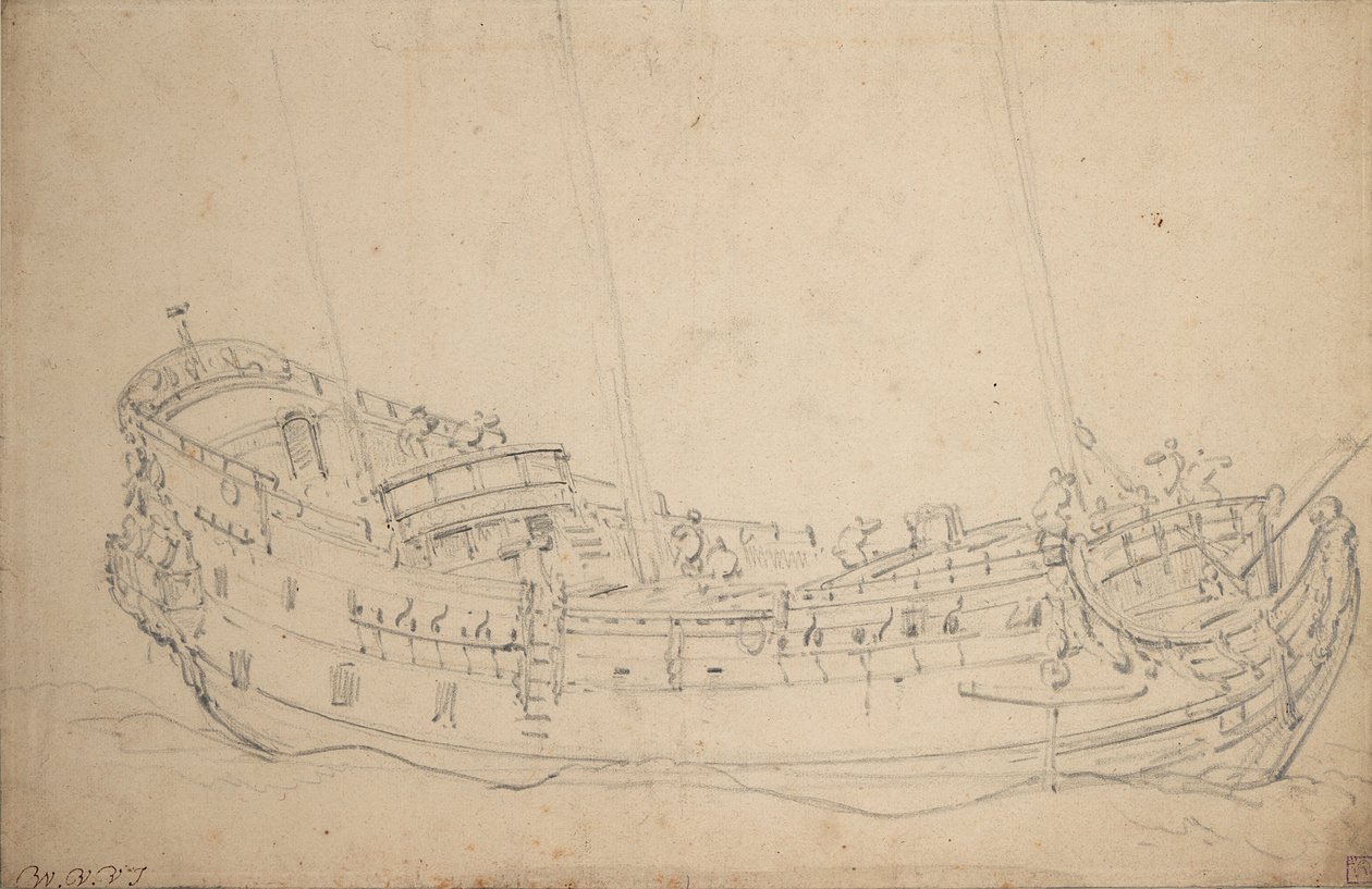 Portrét anglického pátera, asi 1675 (grafit) od Willem van de Velde the Younger