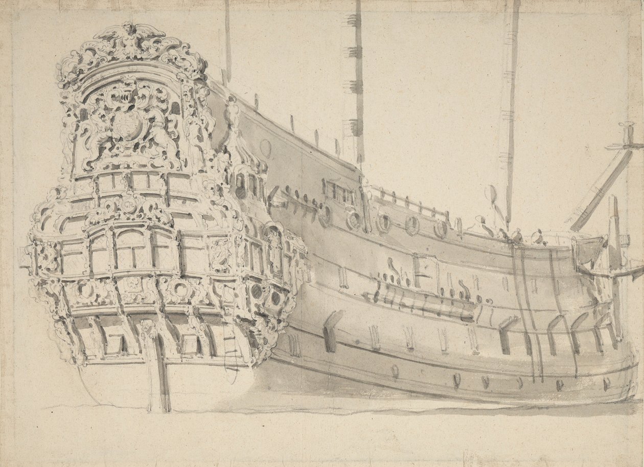 Portrét "Jakuba", asi 1675 (tužka, wash) od Willem van de Velde the Younger