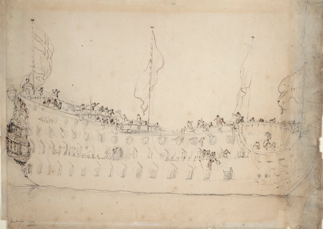 Portrét "královského panovníka" (1701) od Willem van de Velde the Younger