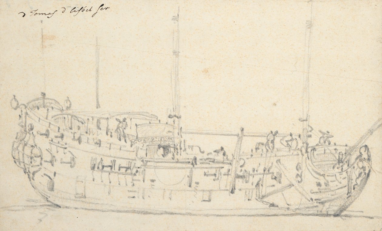 Portrét "Tomáše a Alžběty", asi 1690 (grafit) od Willem van de Velde the Younger